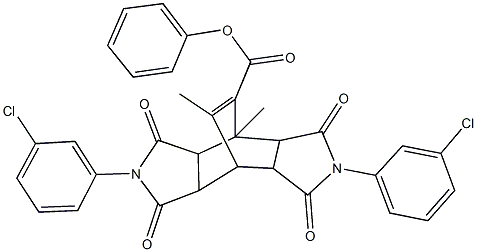 phenyl 4,10-bis(3-chlorophenyl)-1,14-dimethyl-3,5,9,11-tetraoxo-4,10-diazatetracyclo[5.5.2.0~2,6~.0~8,12~]tetradec-13-ene-13-carboxylate Struktur