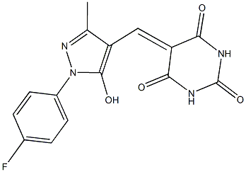 5-{[1-(4-fluorophenyl)-5-hydroxy-3-methyl-1H-pyrazol-4-yl]methylene}-2,4,6(1H,3H,5H)-pyrimidinetrione Struktur