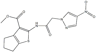 methyl 2-[({4-nitro-1H-pyrazol-1-yl}acetyl)amino]-5,6-dihydro-4H-cyclopenta[b]thiophene-3-carboxylate Struktur