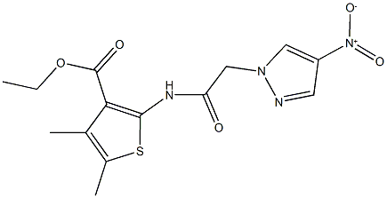 ethyl 2-[({4-nitro-1H-pyrazol-1-yl}acetyl)amino]-4,5-dimethyl-3-thiophenecarboxylate Struktur