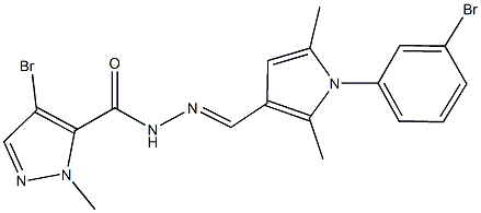 4-bromo-N'-{[1-(3-bromophenyl)-2,5-dimethyl-1H-pyrrol-3-yl]methylene}-1-methyl-1H-pyrazole-5-carbohydrazide Struktur