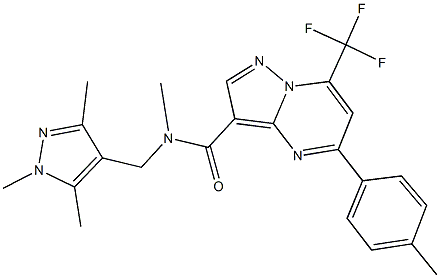 N-methyl-5-(4-methylphenyl)-7-(trifluoromethyl)-N-[(1,3,5-trimethyl-1H-pyrazol-4-yl)methyl]pyrazolo[1,5-a]pyrimidine-3-carboxamide Struktur