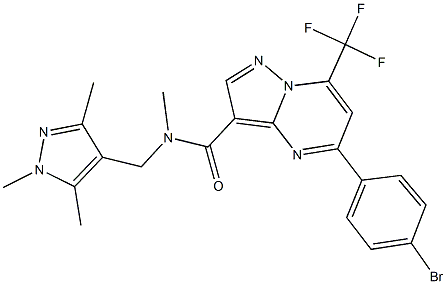 5-(4-bromophenyl)-N-methyl-7-(trifluoromethyl)-N-[(1,3,5-trimethyl-1H-pyrazol-4-yl)methyl]pyrazolo[1,5-a]pyrimidine-3-carboxamide Struktur