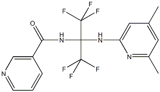 N-[1-[(4,6-dimethyl-2-pyridinyl)amino]-2,2,2-trifluoro-1-(trifluoromethyl)ethyl]nicotinamide Struktur