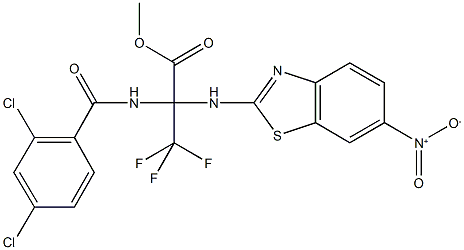 methyl 2-[(2,4-dichlorobenzoyl)amino]-3,3,3-trifluoro-2-({6-nitro-1,3-benzothiazol-2-yl}amino)propanoate Struktur