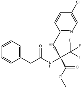 methyl 2-[(5-chloro-2-pyridinyl)amino]-3,3,3-trifluoro-2-[(phenylacetyl)amino]propanoate Struktur