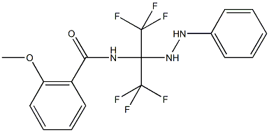 2-methoxy-N-[2,2,2-trifluoro-1-(2-phenylhydrazino)-1-(trifluoromethyl)ethyl]benzamide Struktur