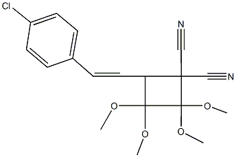 4-[2-(4-chlorophenyl)vinyl]-2,2,3,3-tetramethoxy-1,1-cyclobutanedicarbonitrile Struktur