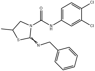 2-(benzylimino)-N-(3,4-dichlorophenyl)-5-methyl-1,3-thiazolidine-3-carboxamide Struktur