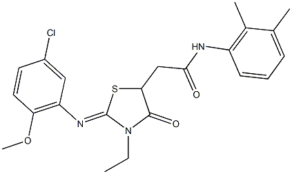 2-{2-[(5-chloro-2-methoxyphenyl)imino]-3-ethyl-4-oxo-1,3-thiazolidin-5-yl}-N-(2,3-dimethylphenyl)acetamide Struktur