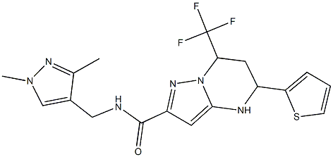 N-[(1,3-dimethyl-1H-pyrazol-4-yl)methyl]-5-(2-thienyl)-7-(trifluoromethyl)-4,5,6,7-tetrahydropyrazolo[1,5-a]pyrimidine-2-carboxamide Struktur