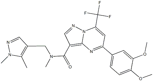 5-(3,4-dimethoxyphenyl)-N-[(1,5-dimethyl-1H-pyrazol-4-yl)methyl]-N-methyl-7-(trifluoromethyl)pyrazolo[1,5-a]pyrimidine-3-carboxamide Struktur