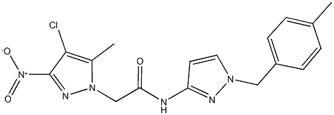 2-{4-chloro-3-nitro-5-methyl-1H-pyrazol-1-yl}-N-[1-(4-methylbenzyl)-1H-pyrazol-3-yl]acetamide Struktur