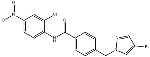 4-[(4-bromo-1H-pyrazol-1-yl)methyl]-N-{2-chloro-4-nitrophenyl}benzamide Struktur