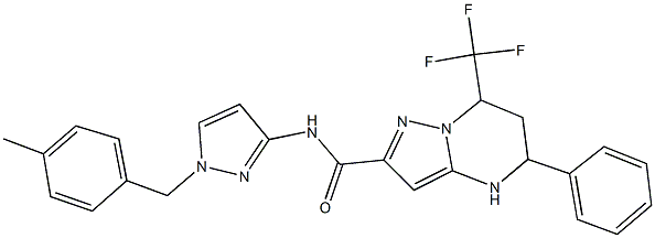 N-[1-(4-methylbenzyl)-1H-pyrazol-3-yl]-5-phenyl-7-(trifluoromethyl)-4,5,6,7-tetrahydropyrazolo[1,5-a]pyrimidine-2-carboxamide Struktur