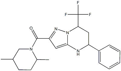 2-[(2,5-dimethyl-1-piperidinyl)carbonyl]-5-phenyl-7-(trifluoromethyl)-4,5,6,7-tetrahydropyrazolo[1,5-a]pyrimidine Struktur