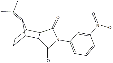 4-{3-nitrophenyl}-10-(1-methylethylidene)-4-azatricyclo[5.2.1.0~2,6~]decane-3,5-dione Struktur