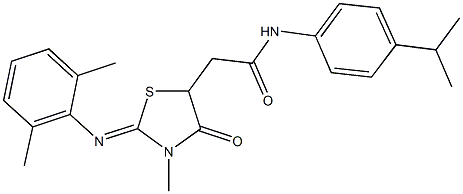 2-{2-[(2,6-dimethylphenyl)imino]-3-methyl-4-oxo-1,3-thiazolidin-5-yl}-N-(4-isopropylphenyl)acetamide Struktur