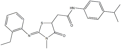 2-{2-[(2-ethylphenyl)imino]-3-methyl-4-oxo-1,3-thiazolidin-5-yl}-N-(4-isopropylphenyl)acetamide Struktur