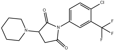 1-[4-chloro-3-(trifluoromethyl)phenyl]-3-piperidin-1-ylpyrrolidine-2,5-dione Struktur