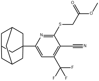 methyl {[6-(1-adamantyl)-3-cyano-4-(trifluoromethyl)pyridin-2-yl]sulfanyl}acetate Struktur