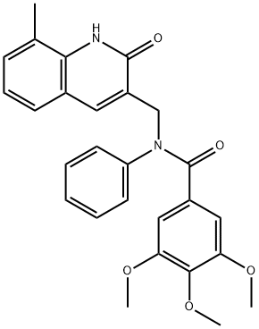 N-[(2-hydroxy-8-methylquinolin-3-yl)methyl]-3,4,5-trimethoxy-N-phenylbenzamide Struktur