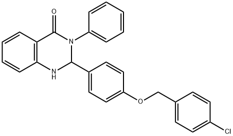 2-{4-[(4-chlorobenzyl)oxy]phenyl}-3-phenyl-2,3-dihydro-4(1H)-quinazolinone Struktur