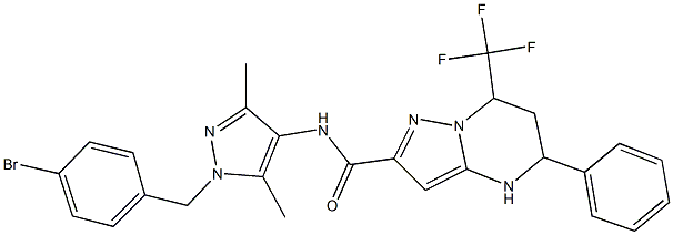 N-[1-(4-bromobenzyl)-3,5-dimethyl-1H-pyrazol-4-yl]-5-phenyl-7-(trifluoromethyl)-4,5,6,7-tetrahydropyrazolo[1,5-a]pyrimidine-2-carboxamide Struktur