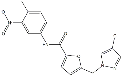 5-[(4-chloro-1H-pyrazol-1-yl)methyl]-N-{3-nitro-4-methylphenyl}-2-furamide Struktur