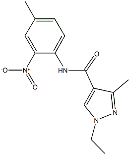 1-ethyl-N-{2-nitro-4-methylphenyl}-3-methyl-1H-pyrazole-4-carboxamide Struktur