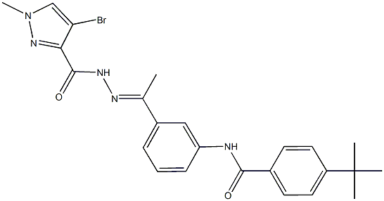 N-(3-{N-[(4-bromo-1-methyl-1H-pyrazol-3-yl)carbonyl]ethanehydrazonoyl}phenyl)-4-tert-butylbenzamide Struktur