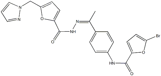 5-bromo-N-(4-{N-[5-(1H-pyrazol-1-ylmethyl)-2-furoyl]ethanehydrazonoyl}phenyl)-2-furamide Struktur