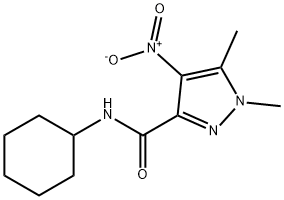 N-cyclohexyl-4-nitro-1,5-dimethyl-1H-pyrazole-3-carboxamide Struktur