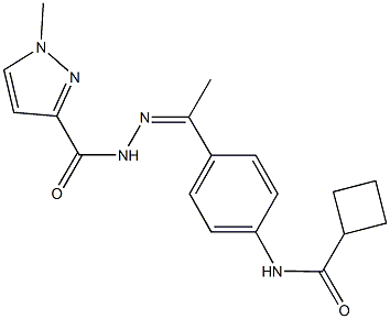 N-(4-{N-[(1-methyl-1H-pyrazol-3-yl)carbonyl]ethanehydrazonoyl}phenyl)cyclobutanecarboxamide Struktur