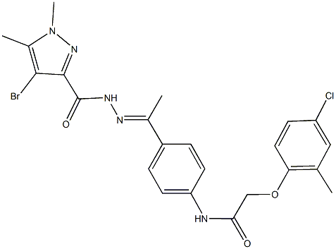 N-(4-{N-[(4-bromo-1,5-dimethyl-1H-pyrazol-3-yl)carbonyl]ethanehydrazonoyl}phenyl)-2-(4-chloro-2-methylphenoxy)acetamide Struktur