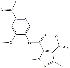 4-nitro-N-{4-nitro-2-methoxyphenyl}-1,3-dimethyl-1H-pyrazole-5-carboxamide Struktur