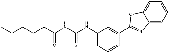 N-hexanoyl-N'-[3-(5-methyl-1,3-benzoxazol-2-yl)phenyl]thiourea Struktur