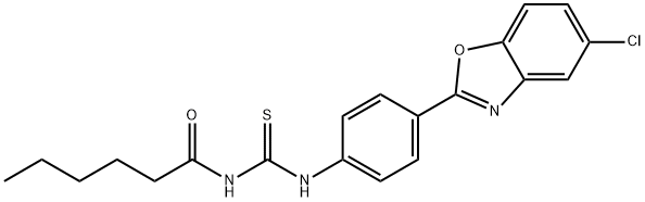 N-[4-(5-chloro-1,3-benzoxazol-2-yl)phenyl]-N'-hexanoylthiourea Struktur