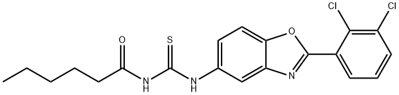 N-[2-(2,3-dichlorophenyl)-1,3-benzoxazol-5-yl]-N'-hexanoylthiourea Struktur