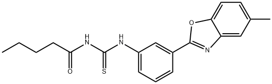 N-[3-(5-methyl-1,3-benzoxazol-2-yl)phenyl]-N'-pentanoylthiourea Struktur