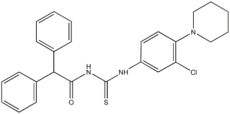 N-(3-chloro-4-piperidin-1-ylphenyl)-N'-(diphenylacetyl)thiourea Struktur