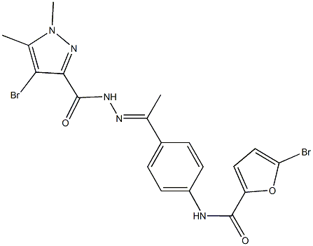 5-bromo-N-(4-{N-[(4-bromo-1,5-dimethyl-1H-pyrazol-3-yl)carbonyl]ethanehydrazonoyl}phenyl)-2-furamide Struktur