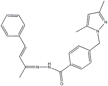 4-[(3,5-dimethyl-1H-pyrazol-1-yl)methyl]-N'-(1-methyl-3-phenyl-2-propenylidene)benzohydrazide Struktur