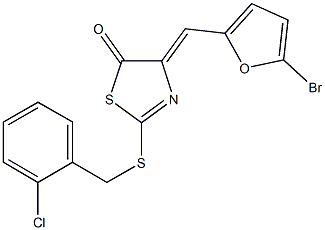 4-[(5-bromo-2-furyl)methylene]-2-[(2-chlorobenzyl)sulfanyl]-1,3-thiazol-5(4H)-one Struktur