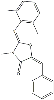 5-benzylidene-2-[(2,6-dimethylphenyl)imino]-3-methyl-1,3-thiazolidin-4-one Struktur