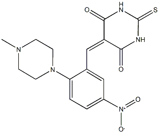 5-[5-nitro-2-(4-methyl-1-piperazinyl)benzylidene]-2-thioxodihydro-4,6(1H,5H)-pyrimidinedione Struktur