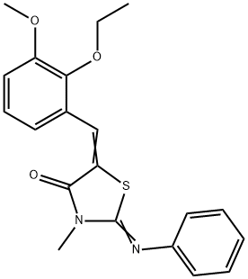 5-(2-ethoxy-3-methoxybenzylidene)-3-methyl-2-(phenylimino)-1,3-thiazolidin-4-one Struktur