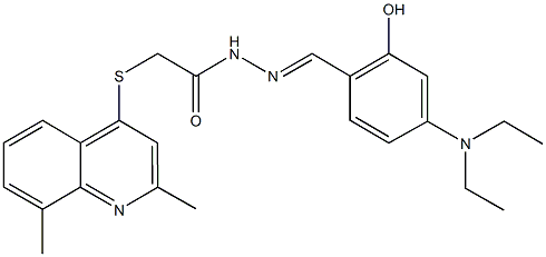 N'-[4-(diethylamino)-2-hydroxybenzylidene]-2-[(2,8-dimethyl-4-quinolinyl)sulfanyl]acetohydrazide Struktur