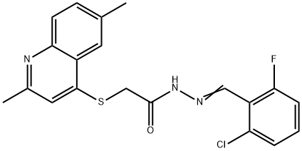 N'-(2-chloro-6-fluorobenzylidene)-2-[(2,6-dimethyl-4-quinolinyl)sulfanyl]acetohydrazide Struktur