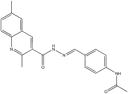 N-(4-{2-[(2,6-dimethyl-3-quinolinyl)carbonyl]carbohydrazonoyl}phenyl)acetamide Struktur